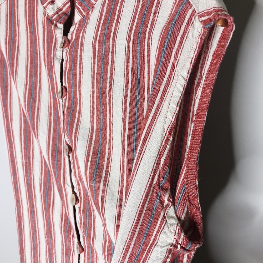 Bryn Walker Striped Button Front Linen Dress - L - Picture 6 of 8